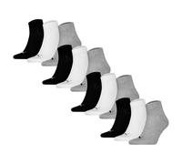 PUMA Unisex Quartersocken, 12er Pack - Quarter Plain 12P, Logo, einfarbig Grau/Schwarz/Weiß 35-38