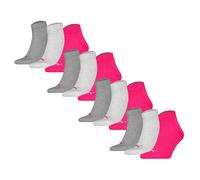 PUMA Unisex Quartersocken, 12er Pack - Quarter Plain 12P, Logo, einfarbig Pink/Grau 39-42