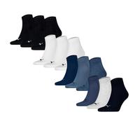 PUMA Unisex Quartersocken, 12er Pack - Quarter Plain 12P, Logo, einfarbig Schwarz/Weiß/Denim Blau/Blau/Grau / 39-42 39-42 Mehrfarbig