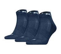 PUMA Unisex Quartersocken, 3er Pack - Cushioned Quarter 3P, Logo, einfarbig Blau / 35-38 35-38 Blau