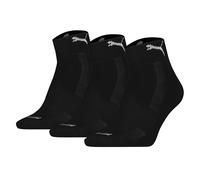 PUMA Unisex Quartersocken, 3er Pack - Cushioned Quarter 3P, Logo, einfarbig Schwarz / 39-42 39-42 Schwarz