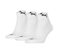 PUMA Unisex Quartersocken, 3er Pack - Cushioned Quarter 3P, Logo, einfarbig Weiß 43-46