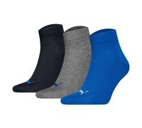 Puma Socken Quarter Plain – Unisex, 3er Pack, Blau/Grau Melange, Gr. 39-42