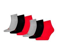Puma Quartersocken Unisex – Plain – 3er-Pack – Schwarz/Rot – Gr. 39-42