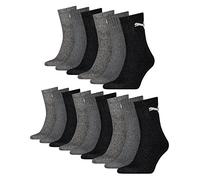PUMA Unisex Short Crew Socken Sportsocken mit Frotteesohle 15er Pack anthracite/grey 207-35/38