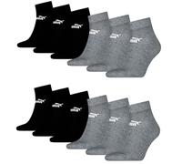 PUMA Unisex Quarter Socken Sneaker knöchelhoch für Damen Herren 12er Pack, Farbe:003 - grey/black, Socken & Strümpfe:43-46