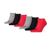 PUMA Unisex Sneaker Socken im 6er Pack - grau schwarz rot mix 35/38