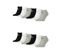 PUMA Unisex Sneaker Socken im Retro Design knöchelhoch für Damen Herren 12er Pack, Farbe:882 - grey/white/black, Socken & Strümpfe:43-46
