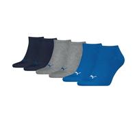Sneakersocken PUMA "PUMA UNISEX SNEAKER PLAIN 3P", Herren, Gr. 43-46, blau (1x royalblau, 1x grau, meliert, 1x marine), Baumwollmischung, meliert, unifarben, Socken Sneakersocken, mit kleinem Logo (57