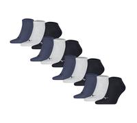 PUMA Unisex Sneakersocken, 12er Pack - Sneaker Plain 12P, Logo, einfarbig Blau/Grau 35-38