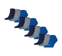 PUMA Unisex Sneakersocken, 12er Pack - Sneaker Plain 12P, Logo, einfarbig Grau/Blau 43-46