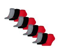 PUMA Unisex Sneakersocken, 12er Pack - Sneaker Plain 12P, Logo, einfarbig Schwarz/Grau/Rot 39-42