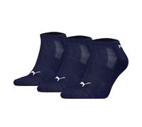 PUMA Unisex Sneakersocken, 3er Pack - Cushioned Sneaker 3P, Logo, einfarbig Blau 39-42
