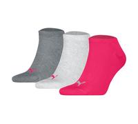PUMA Unisex Plain Sneaker Sock, Middle Grey Melange/Pink-New, 35/38 (3er Pack)