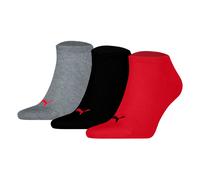 PUMA Unisex Plain Sneaker Sock, Black/red-New, 43/46 (3er Pack)