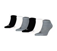 PUMA Unisex Sneakersocken, 6er Pack - Sneaker Plain ECOM 6P, Logo, einfarbig Schwarz/Weiß/Grau 35-38
