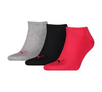 Puma Unisex Sneakersocken für Erwachsene, 3er-Pack (Schwarz/Rot/Grau) EU 46 - 48