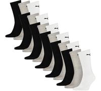 Puma Unisex Socken, Sportsocken 18 PAAR, Frotteesohle - verschiedene Farben Schwarz/Weiß/Grau / 39-42 39-42 Mehrfarbig