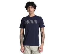 T-Shirt PUMA "SPORT GRAPHIC TEE", Herren, Gr. S, blau (new navy), Jersey, Obermaterial: 100% Baumwolle, unifarben, sportlich, regular fit normal, Rundhals, Kurzarm, Shirts (87621555-S) new navy