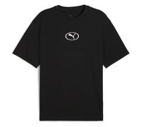 T-Shirt PUMA "SPORT RELAXED GRAPHIC TEE", Herren, Gr. M, schwarz (puma schwarz), Jersey, Obermaterial: 100% Baumwolle, bedruckt, sportlich, relaxed fit normal, Rundhals, Kurzarm, Shirts (93074036-M) p