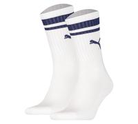 Puma Crew-Socken Heritage Stripe 2er-Pack Weiß/Blau Gr. 43/46