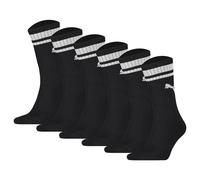 PUMA Unisex Sport-Socken, 6er Pack - Crew Heritage, Tennis, Frottee-Sohle, Streifen Schwarz 43-46