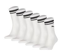 PUMA Unisex Sport-Socken, 6er Pack - Crew Heritage, Tennis, Frottee-Sohle, Streifen Weiß 39-42