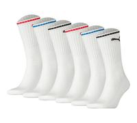 PUMA Unisex Sport-Socken, 6er Pack - Sport Crew Stripe, Tennissocken, Streifen 43-46 Weiß
