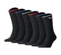 PUMA Unisex Sport-Socken, 6er Pack - Sport Crew Stripe, Tennissocken, Streifen Schwarz 43-46