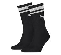 PUMA Unisex Sport-Socken, Vorteilspack - Crew Heritage, Pack, Tennis, Frottee-Sohle, Streifen Schwarz / 43-46 / 4er Pack (2x2P) 43-46 Schwarz