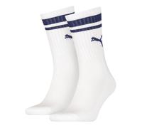 PUMA Unisex Sport-Socken, Vorteilspack - Crew Heritage, Pack, Tennis, Frottee-Sohle, Streifen Weiß/Blau 35-38 2er Pack (1x2P)