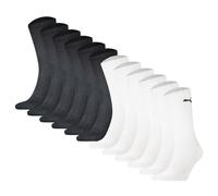 PUMA Unisex Sportsocken, 12er Pack - Sport Crew Socken, ECOM, Logo, einfarbig Schwarz/Weiß 35-38