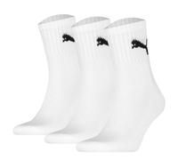 PUMA Unisex Sportsocken, 3 Paar - Short Crew Socks, Tennissocken, einfarbig Weiß 43-46