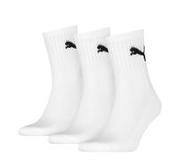 PUMA Unisex Sportsocken, 3 Paar - Short Crew Socks, Tennissocken, einfarbig Weiß 47-49