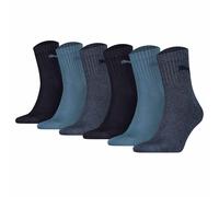 PUMA Unisex Sportsocken, 6 Paar - Short Crew Socks, Tennissocken, einfarbig Blau 47-49