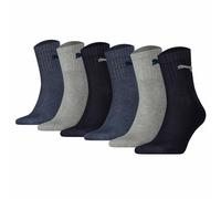 PUMA Unisex Sportsocken, 6 Paar - Short Crew Socks, Tennissocken, einfarbig Blau/Grau 35-38