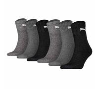 PUMA Unisex Sportsocken, 6 Paar - Short Crew Socks, Tennissocken, einfarbig Grau 35-38
