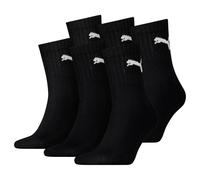 PUMA Unisex Sportsocken, 6 Paar - Short Crew Socks, Tennissocken, einfarbig Schwarz 47-49