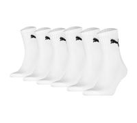 PUMA Unisex Sportsocken, 6 Paar - Short Crew Socks, Tennissocken, einfarbig Weiß 43-46
