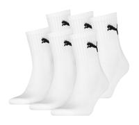 PUMA Unisex Sportsocken, 6 Paar - Short Crew Socks, Tennissocken, einfarbig Weiß 47-49
