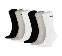 PUMA Unisex Sportsocken, 6 Paar - Tennissocken, Crew Sport Socken, einfarbig Schwarz/Weiß/Grau 39-42