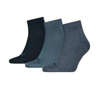Puma Kurzsocken Unisex Quarter Plain 3er-Pack Baumwollmischung Größe 39-42 denim blau