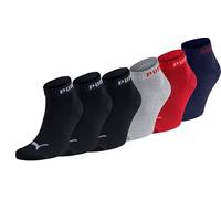 PUMA Unisex Sportsocken Quarter 6er Pack - Statement Edition Größe 35-38, Blue Red Grey/Black