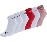 PUMA Unisex Sportsocken Quarter 6er Pack - Statement Edition Größe 35-38, Coral Peach/White