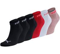PUMA Unisex Sportsocken Quarter 6er Pack - Statement Edition Größe 39-42, Peach Coral/Black