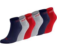 PUMA Unisex Sportsocken Quarter 6er Pack - Statement Edition Größe 43-46, Blue/Red/Grey