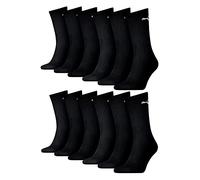 PUMA unisex Sportsocken Tennissocken Freizeitsocken Sport Crew 7312 12 Paar, Farbe:Schwarz, Menge:12 Paar (4x 3er Pack), Größe:39-42, Artikel:-200 black