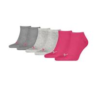 PUMA 3 Paar Unisex Herren Damen Sportsocken Kurzsocken Sneaker Socken, Farbe:Mehrfarbig, Größe:39-42, Artikel:-656 middle grey melange/pink