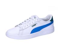 PUMA Unisex Youth Smash 3.0 L JR Sneaker, PUMA White-HYPERLINK Blue-Cold Green, 38 EU