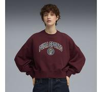 Puma Wardrobe Essentials Sports Legacy Oversized Graphic Crew Sweatshirt Damen | Mit Plain | Ruby Shimmer | Größe: XS Red